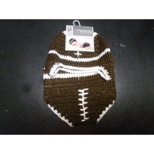 Football  Crochet Hat And Diaper Cover 2 Piece Set 0-9 Months  NEW
